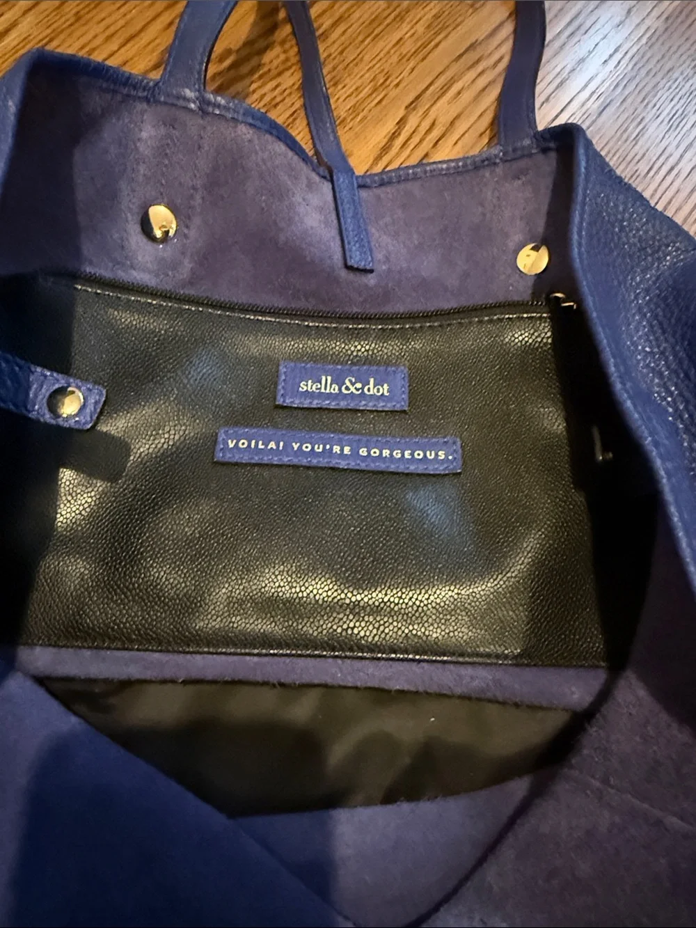 Stella & Dot Cobalt Blue Leather Tote